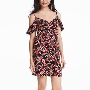 WHBM | Dark Floral Cold Shoulder Ruffle Dress